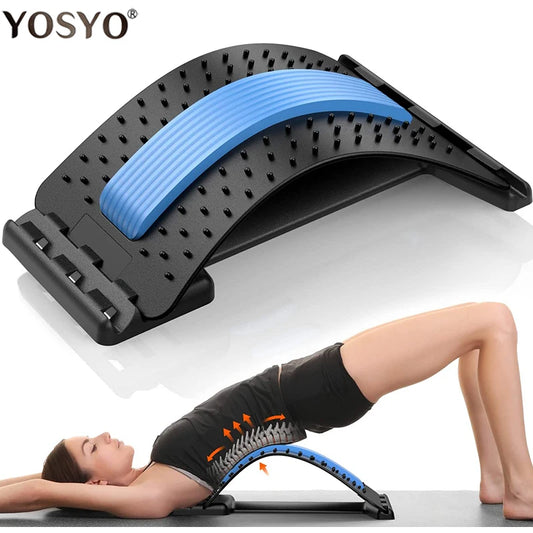 Four Level Adjustable Massager with Back Stretcher Waist and Neck Support Plate Yoga Exercise Aid Tool in Blue and Purple